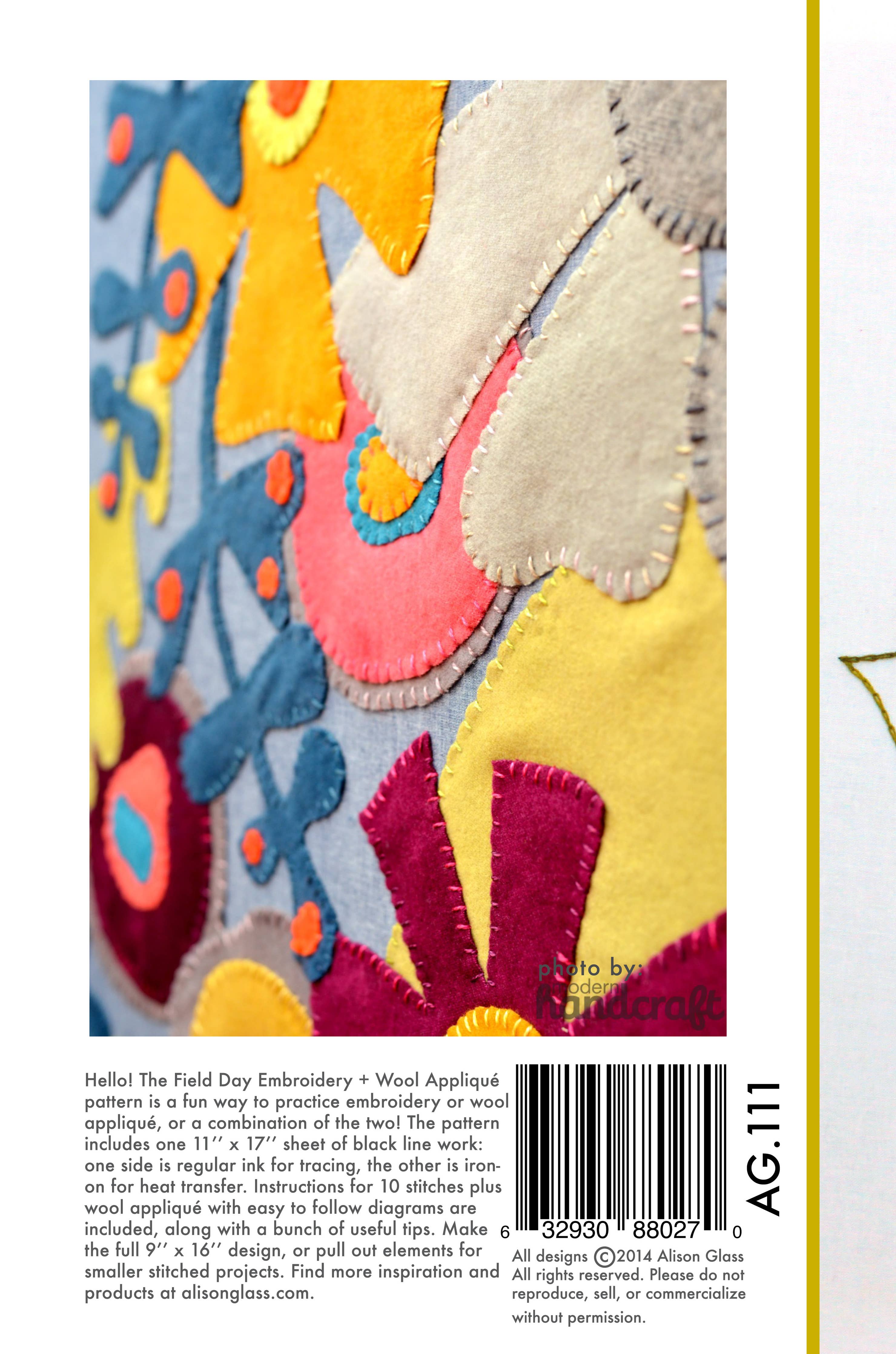 Field Day Embroidery + Wool Applique Sampler Pattern
