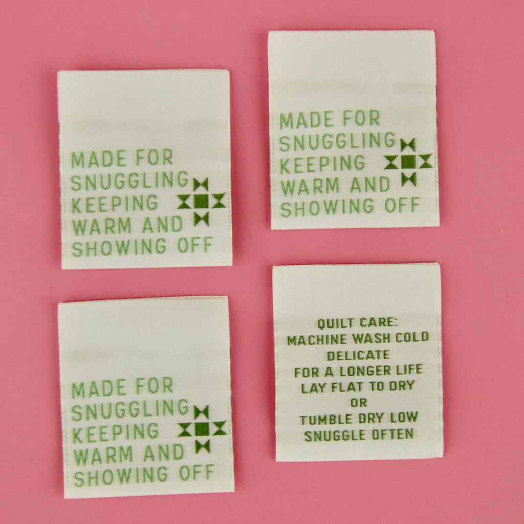 Made For sew-in label on embroidered heavy satin