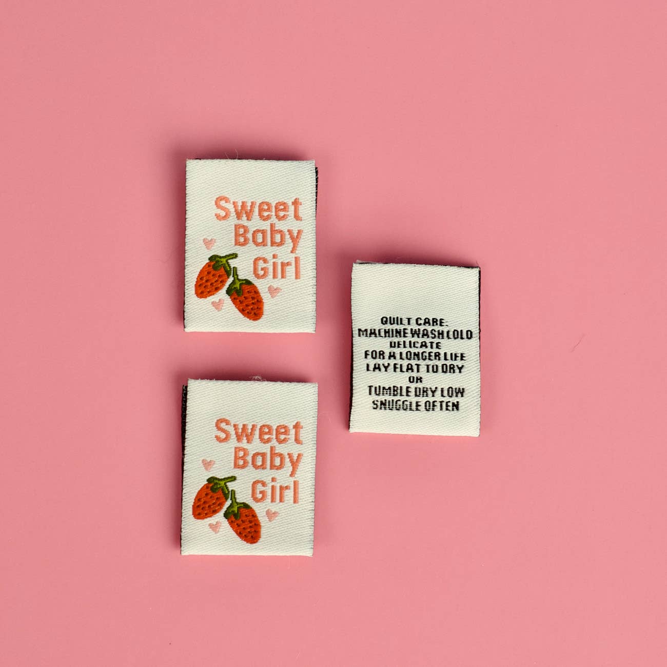 Sweet Baby Girl woven sew-in label for baby quilts