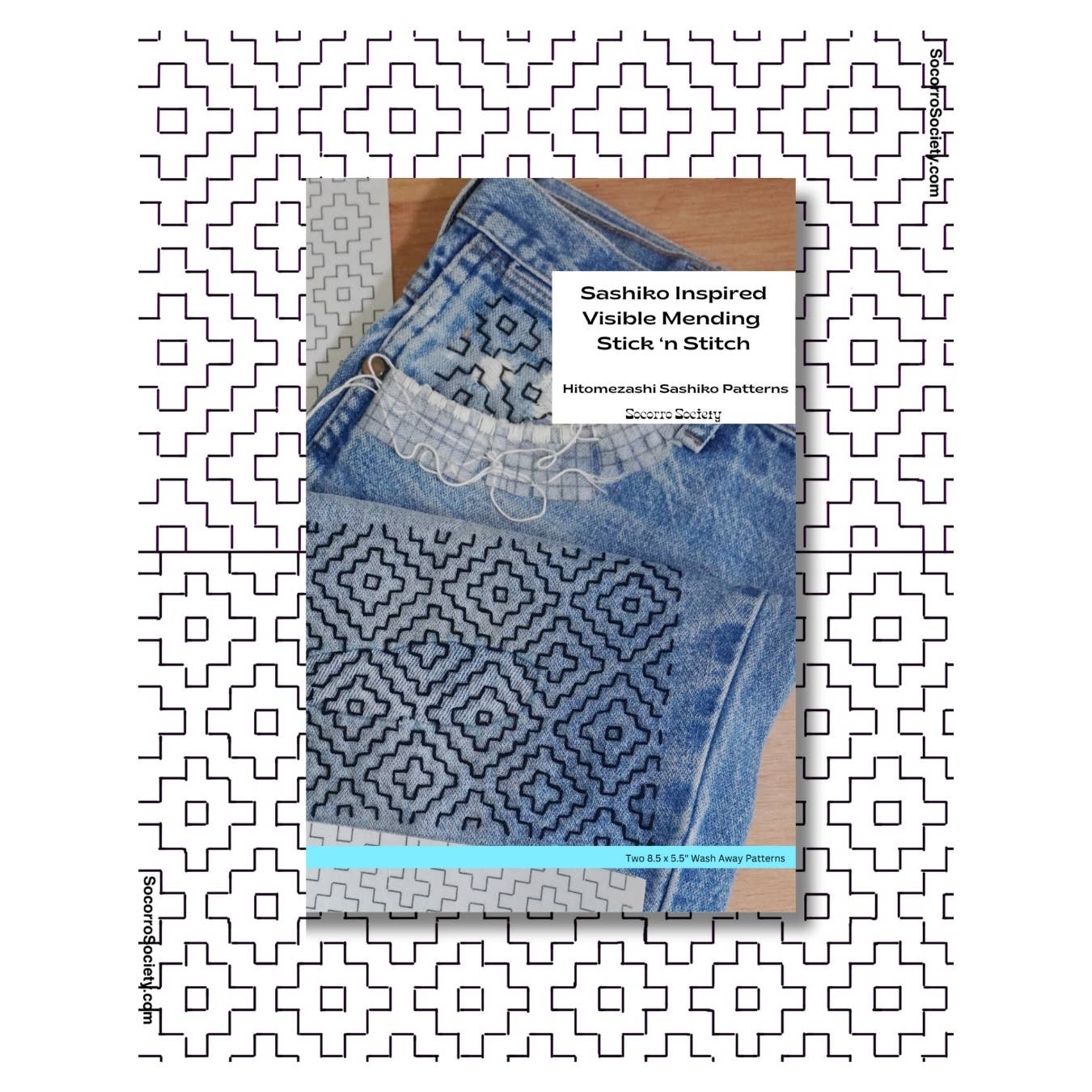 Socorro Society Sashiko Stick n' Stitch Hitomezashi Pattern