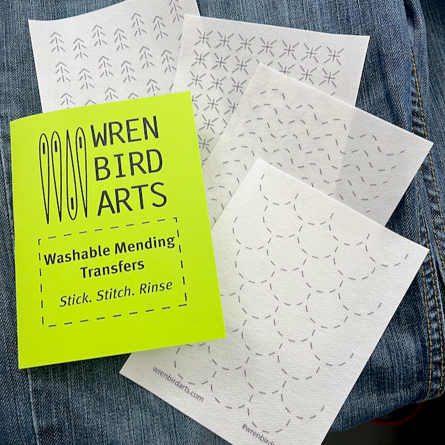 Set #11 Neon Green Nature washable mending transfers by Wrenbird Arts