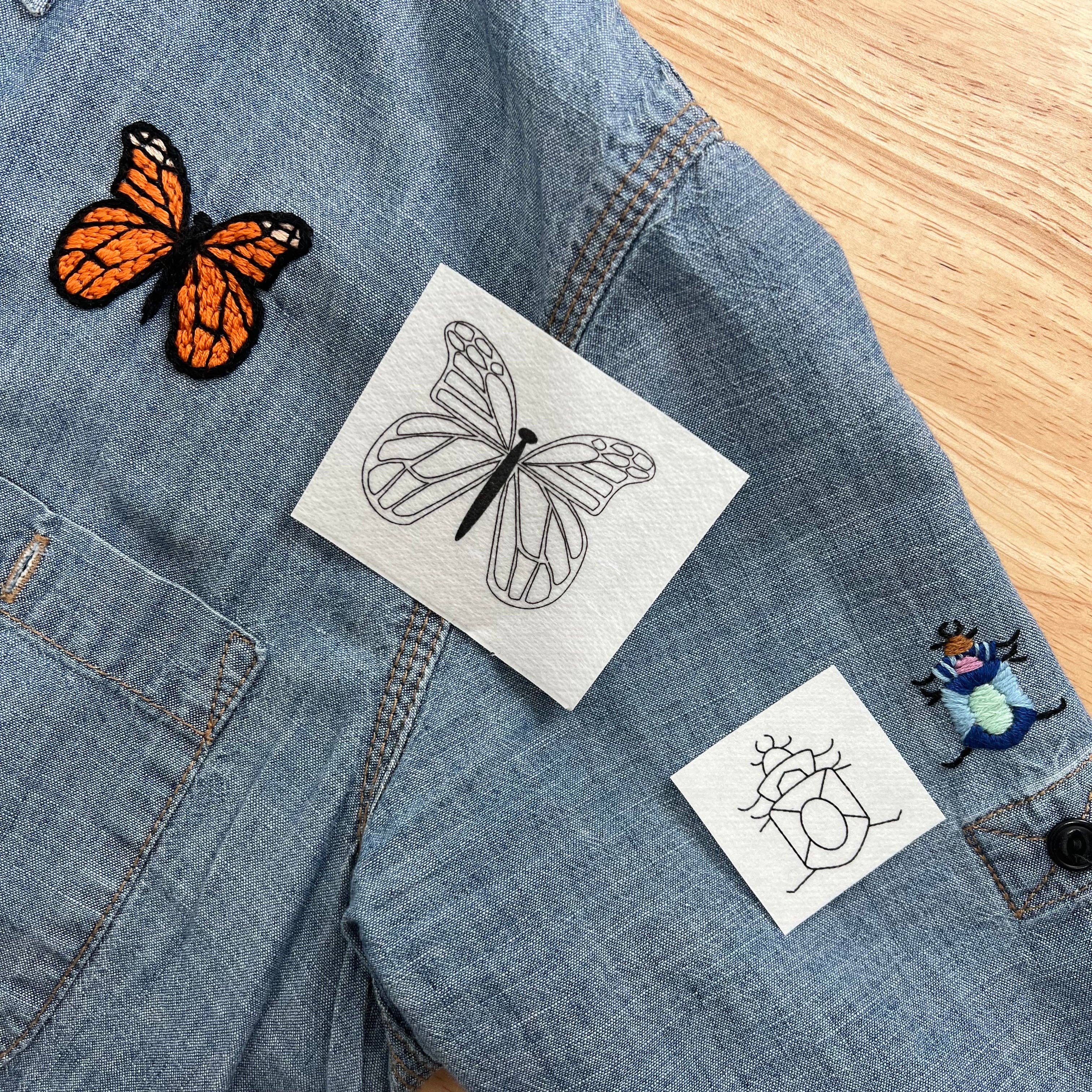 Bug embroidery transfers by Wrenbird Arts