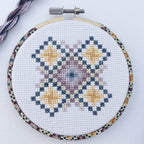 Wooden backing disc that finishes the back of the 4 inch geometric hoop