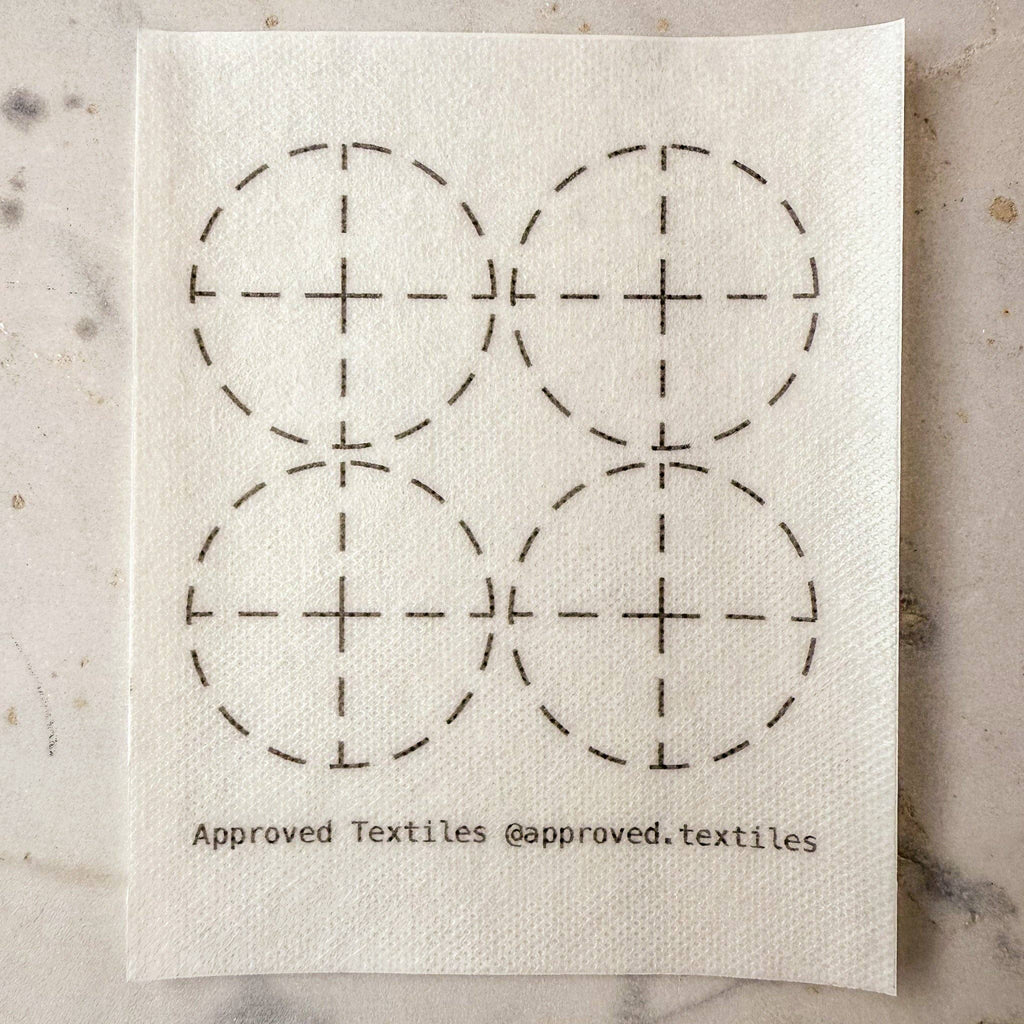 Eva Hesse inspired stick and stitch embroidery transfers with interconnected line patterns