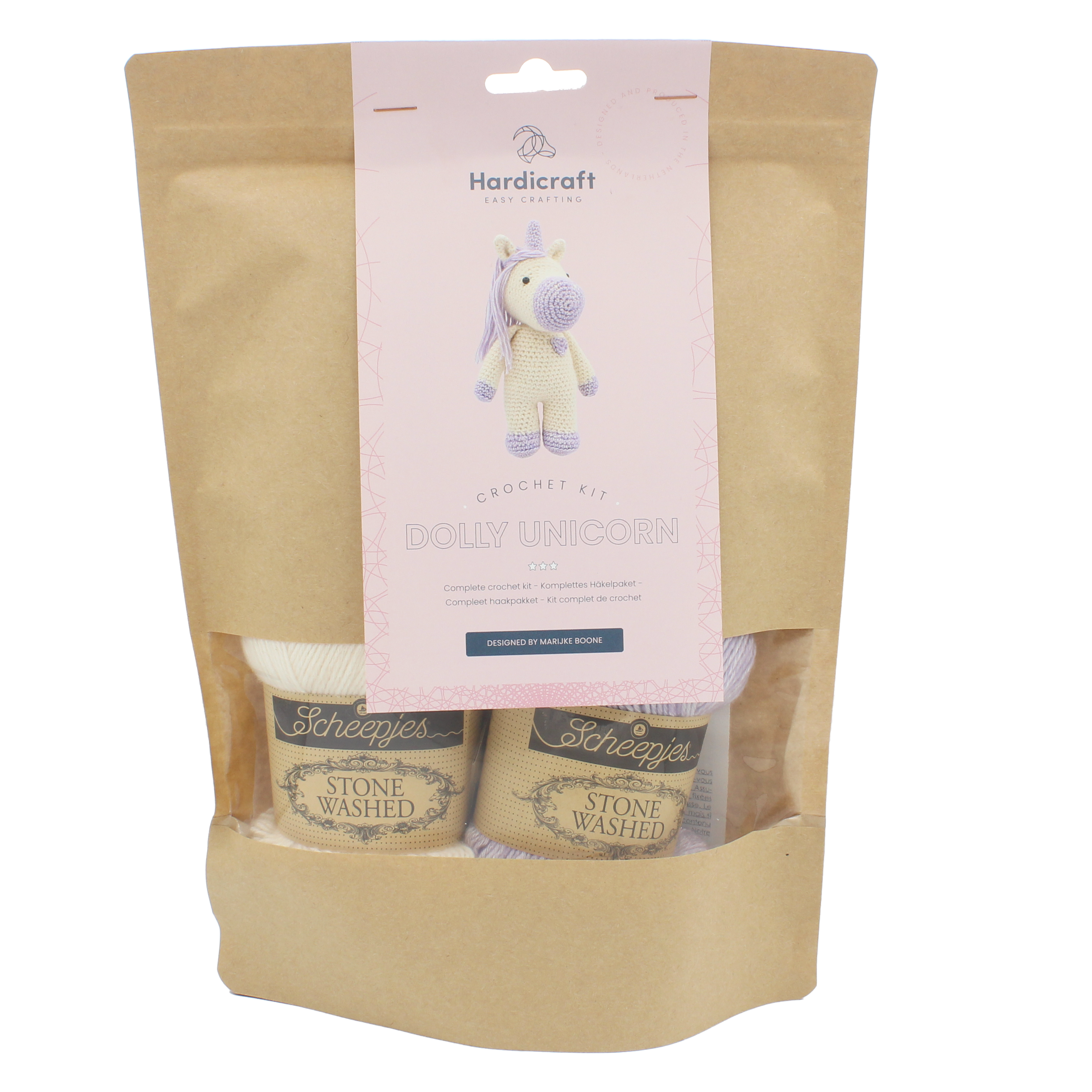 Dolly unicorn crochet kit, a 3.0mm crochet hook project