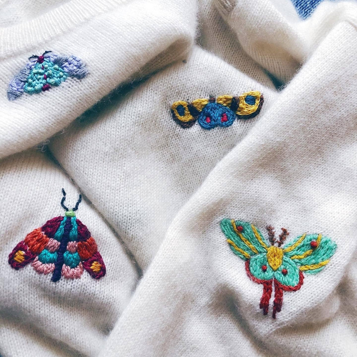Moth embroidery transfers by Wrenbird Arts