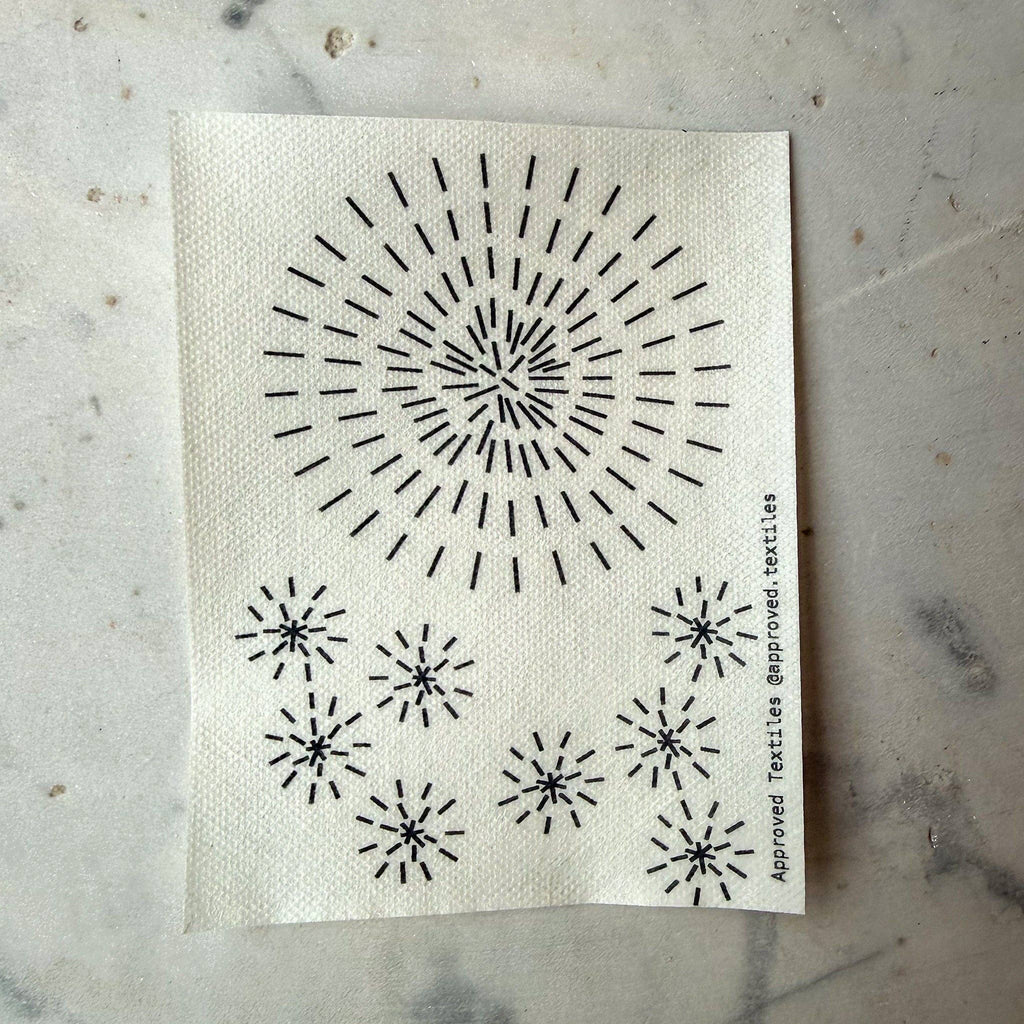 Hanabi fire flower mending patterns for hand stitched repair on denim and jackets