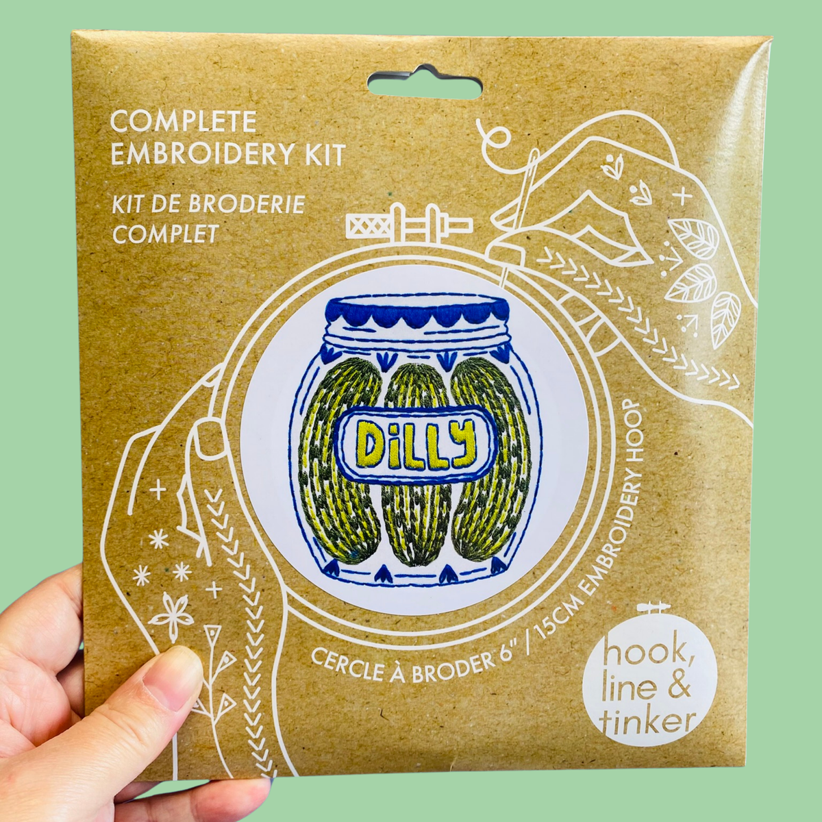 Pickles complete embroidery kit by Hook, Line & Tinker