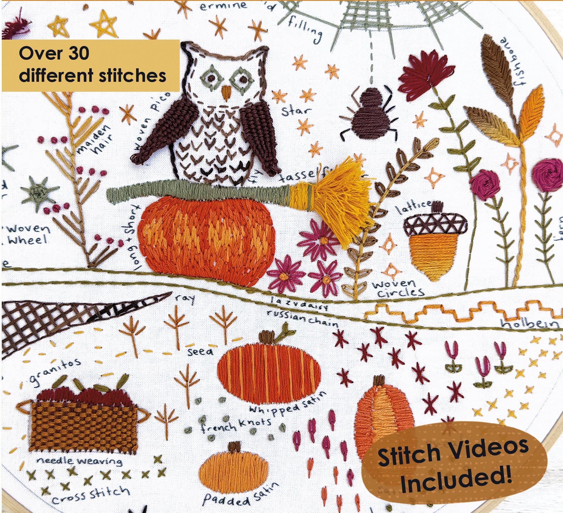 Fall-oween Embroidery Sampler by Jennifer Heynen