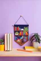 Book Lover felt pennant wall hanging stitched from wool felt