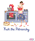 F The Patriarchy needlepoint canvas by Jennifer Vallez, 18 mesh Stitch Printed