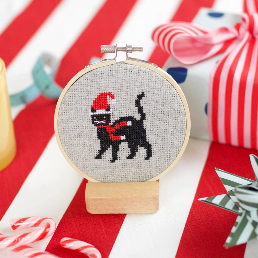 Christmas Cat Cross Stitch Kit by Cotton Clara