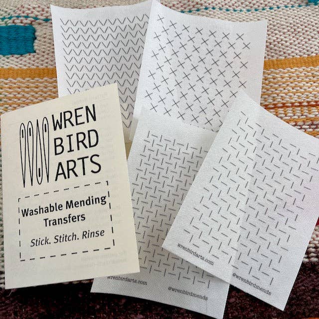 Set #10 Cream Fiber Arts washable mending transfers by Wrenbird Arts