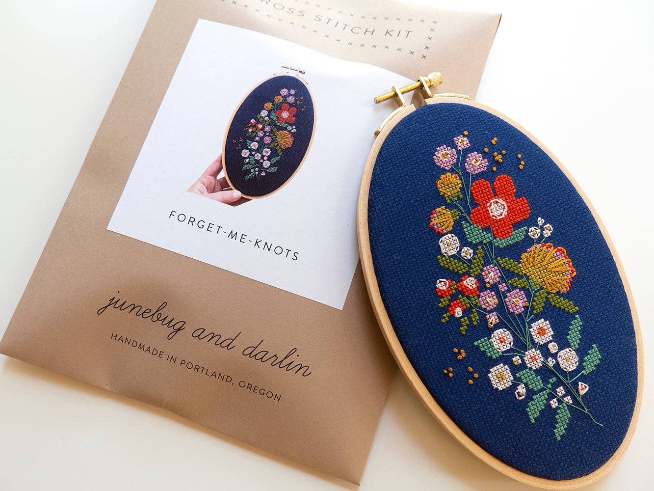 Forget-Me-Knots cross stitch kit by Junebug and Darlin, view 5