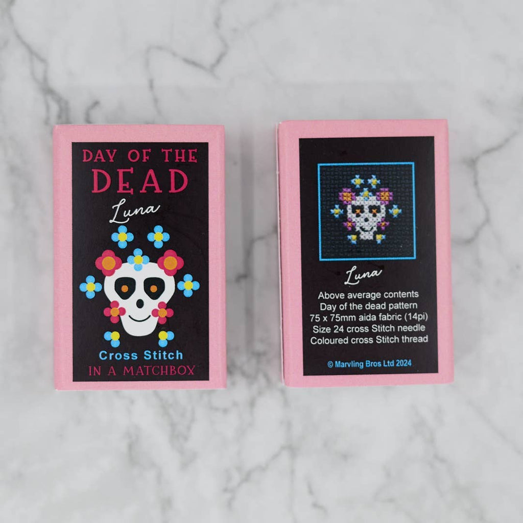Day of the Dead Luna mini cross stitch kit by Marvling Bros