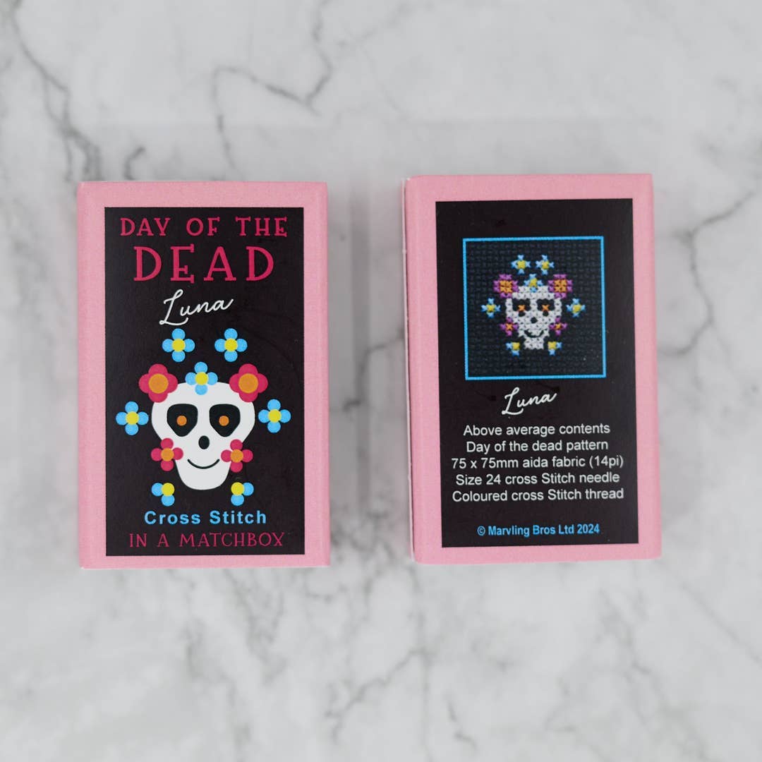 Day of the Dead Luna mini cross stitch kit by Marvling Bros