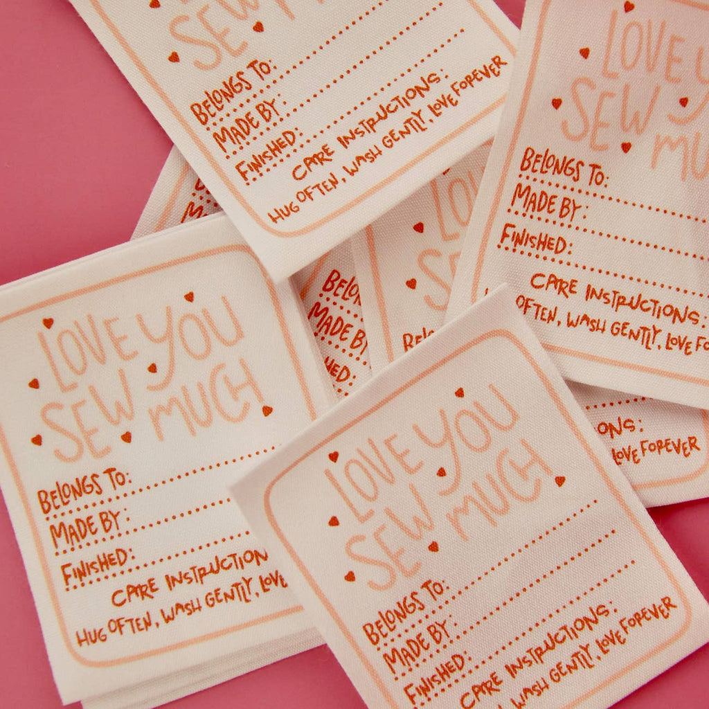 Pack of two Love You Sew Much write-on labels by Kati Cupcake