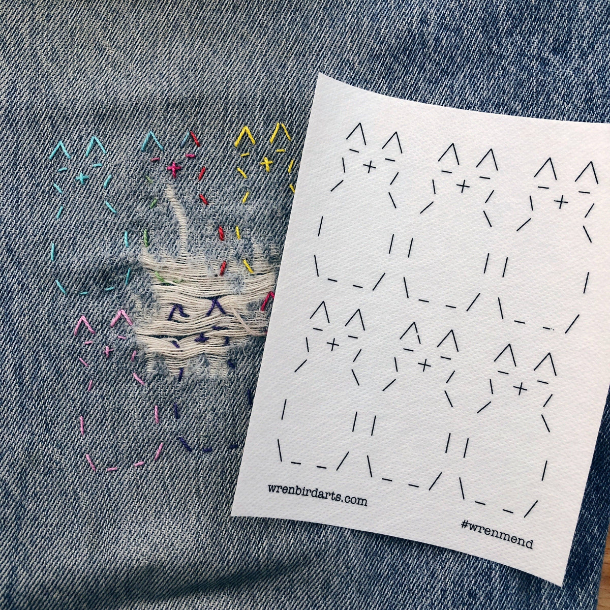 Each Wrenbird Arts mending transfer is single use