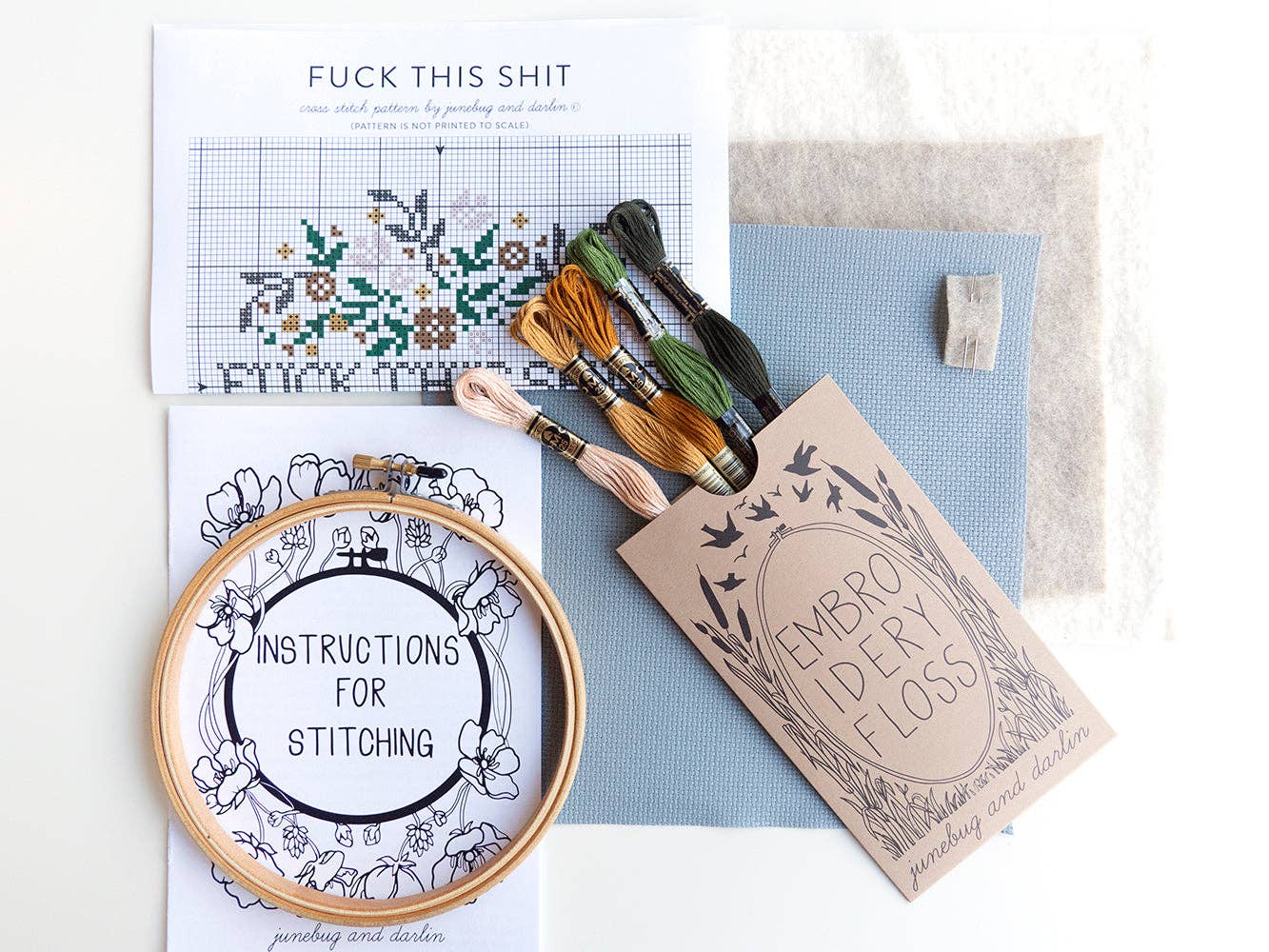 Fuck This Shit cross stitch kit by Junebug and Darlin, view 2