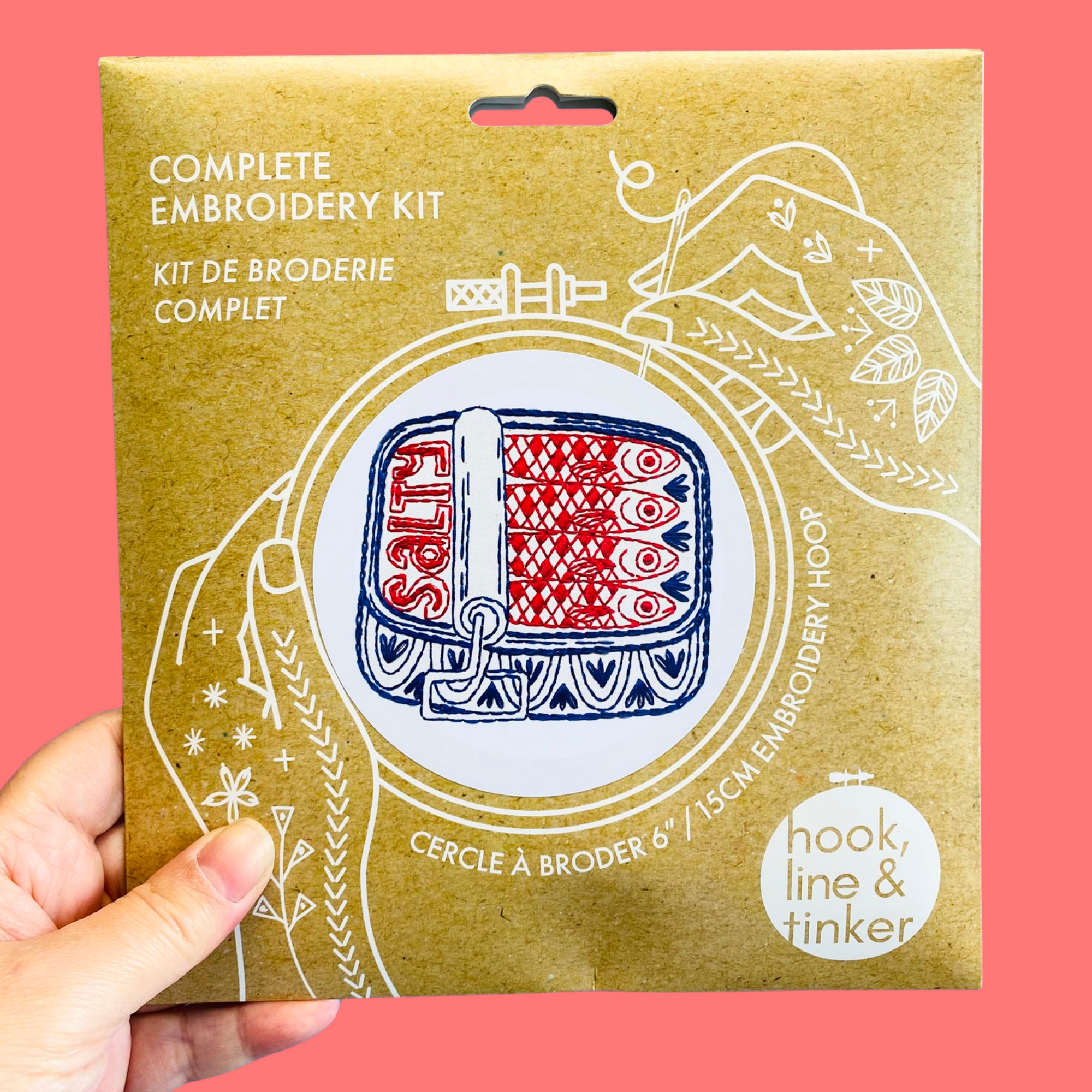 Sardines complete embroidery kit by Hook, Line & Tinker
