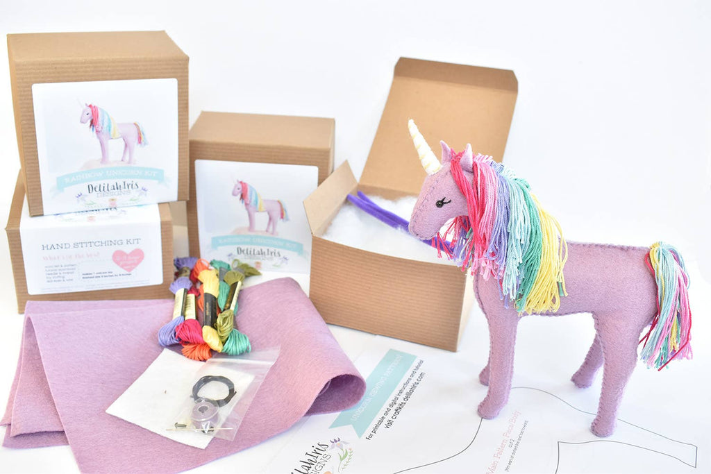Rainbow Unicorn Felt Sewing Kit by DelilahIris