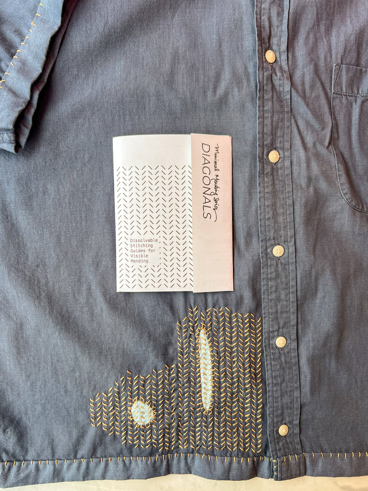 Diagonals geometric visible mending patterns from the Minimal Mending Series
