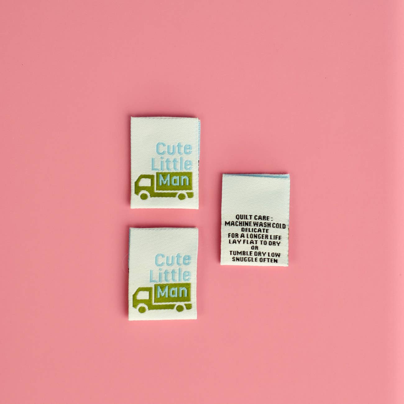 Cute Little Man woven sew-in label for baby quilts