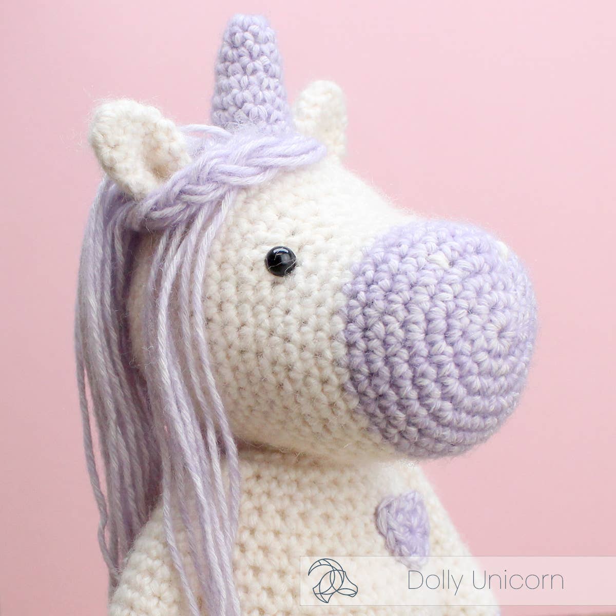 Dolly unicorn DIY amigurumi kit with pattern, yarn, stuffing and safety eyes
