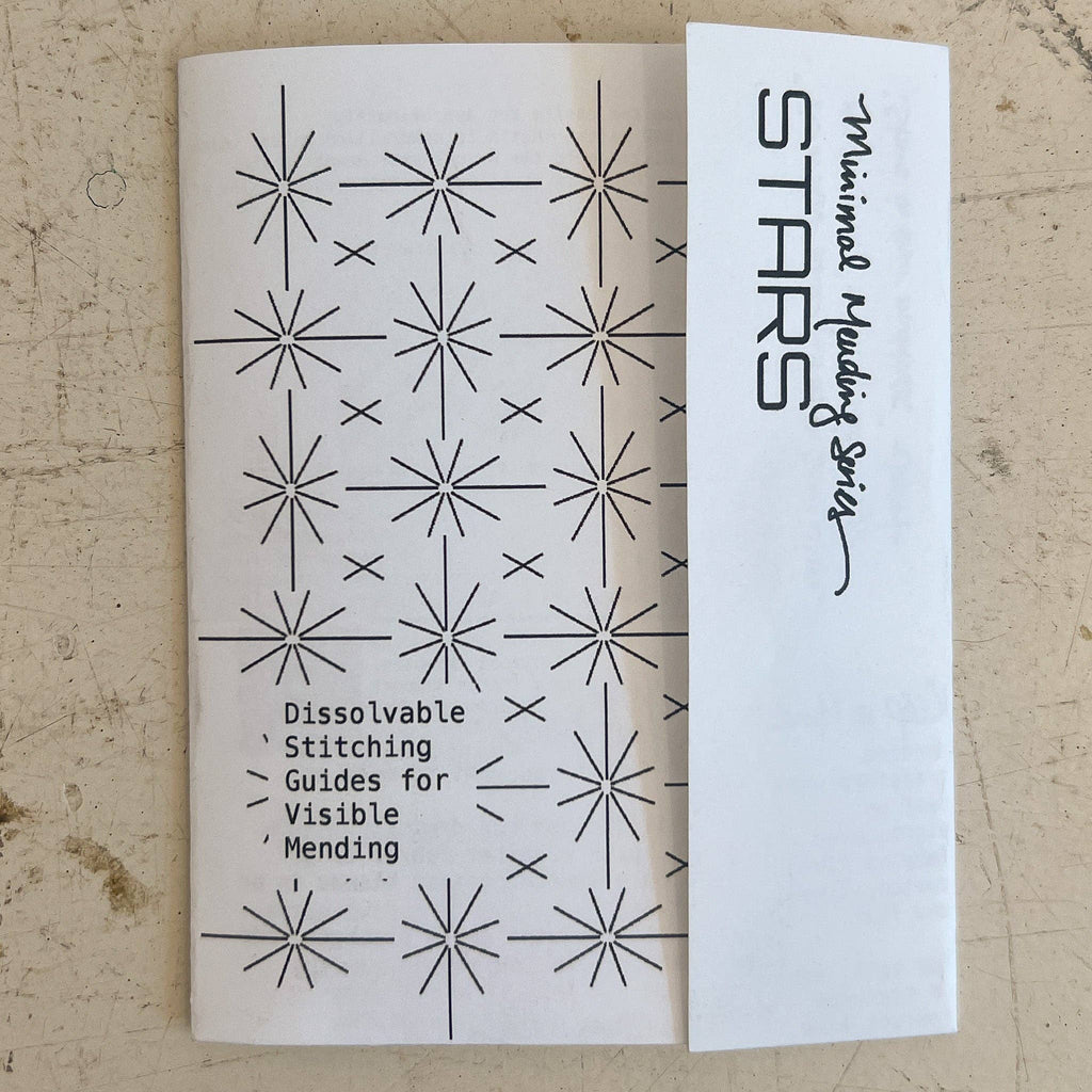 Stars visible mending transfer pack by Approved Textiles, three wash-away star designs