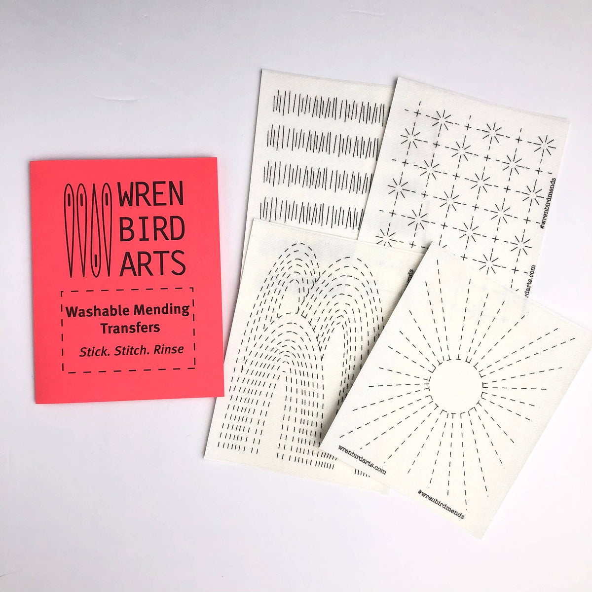 The Jagged Stitches mending transfer from Wrenbird Arts Set #2