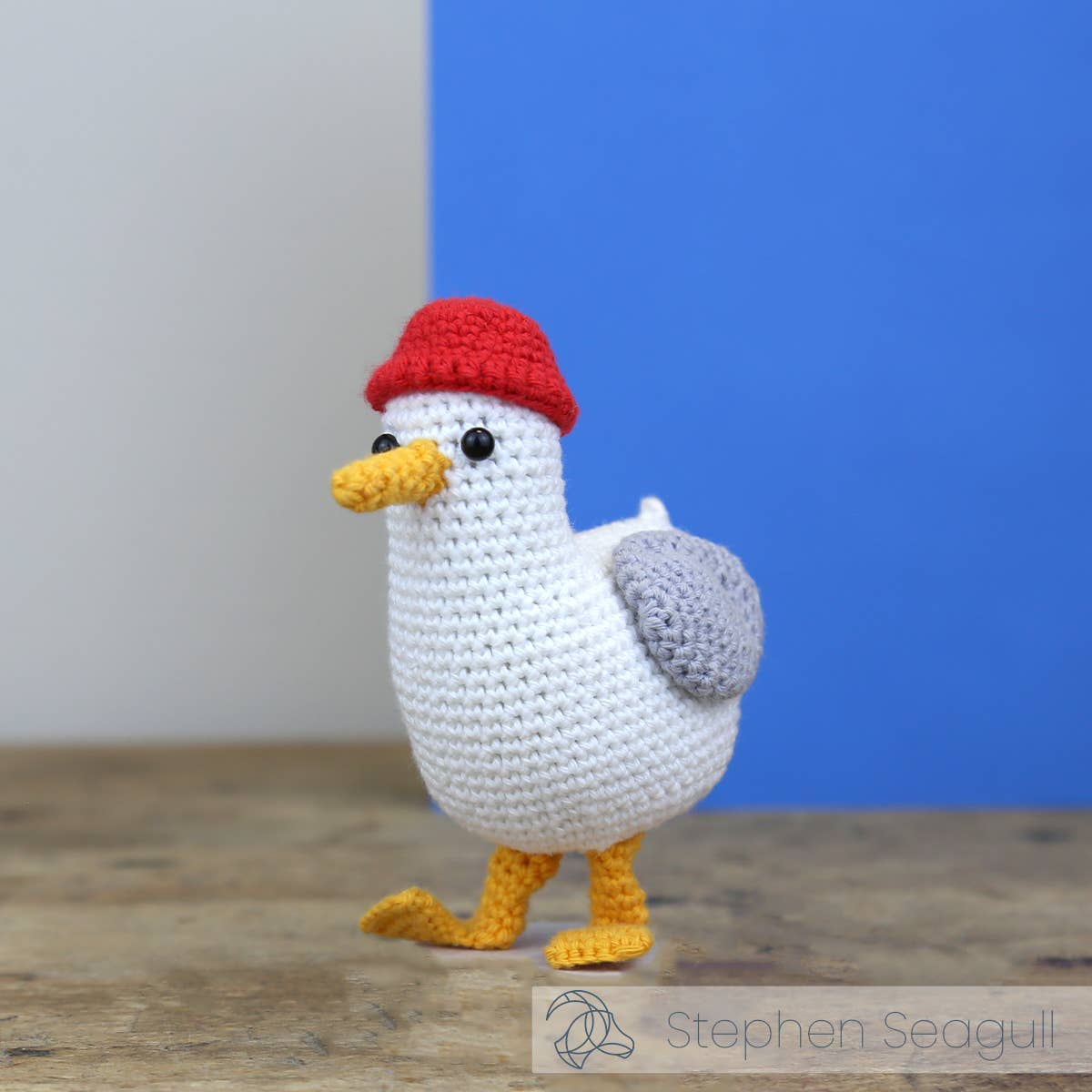 Stephen seagull amigurumi crochet kit, 100% organic cotton yarn