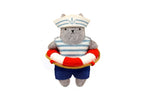 Sailor Cat felt doll kit by Kiriki Press, a grey cat in a striped shirt and anchor cap with a life ring