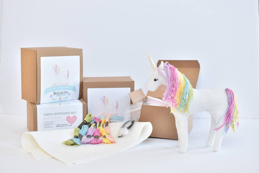 Pastel Rainbow Unicorn Felt Sewing Kit by DelilahIris