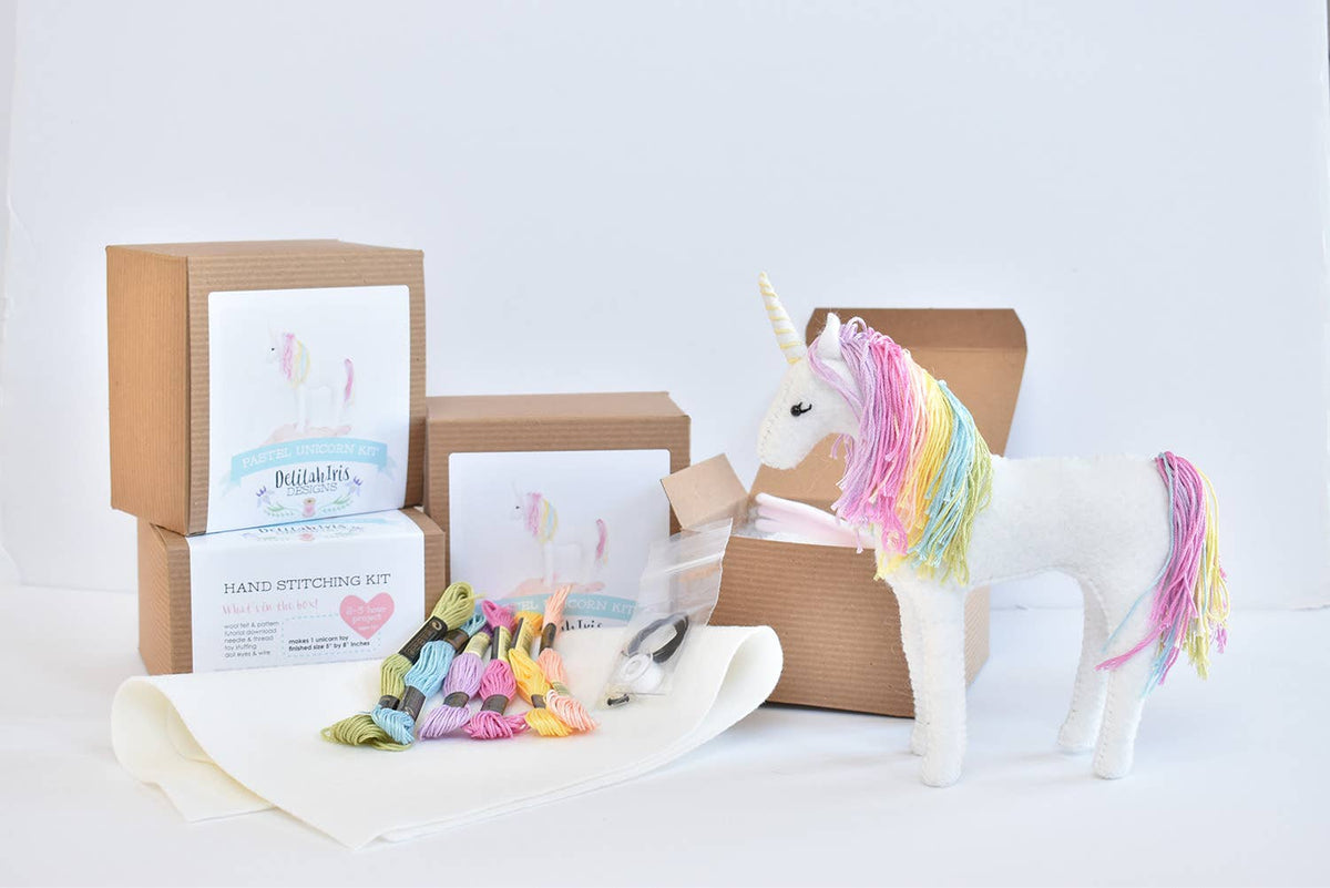 Pastel Rainbow Unicorn Felt Sewing Kit by DelilahIris