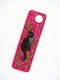 Black cat felt bookmark stitched from wool felt