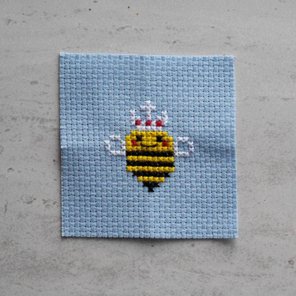 Kawaii Queen Bee mini cross stitch kit from The Stitch