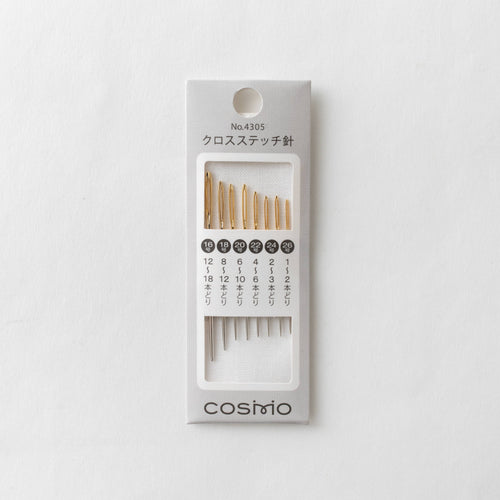 COSMO cross stitch needle pack No.4305, eight tapestry needles in sizes 16 to 26