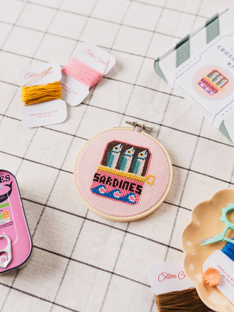 Sardines Cross Stitch Kit by Cotton Clara