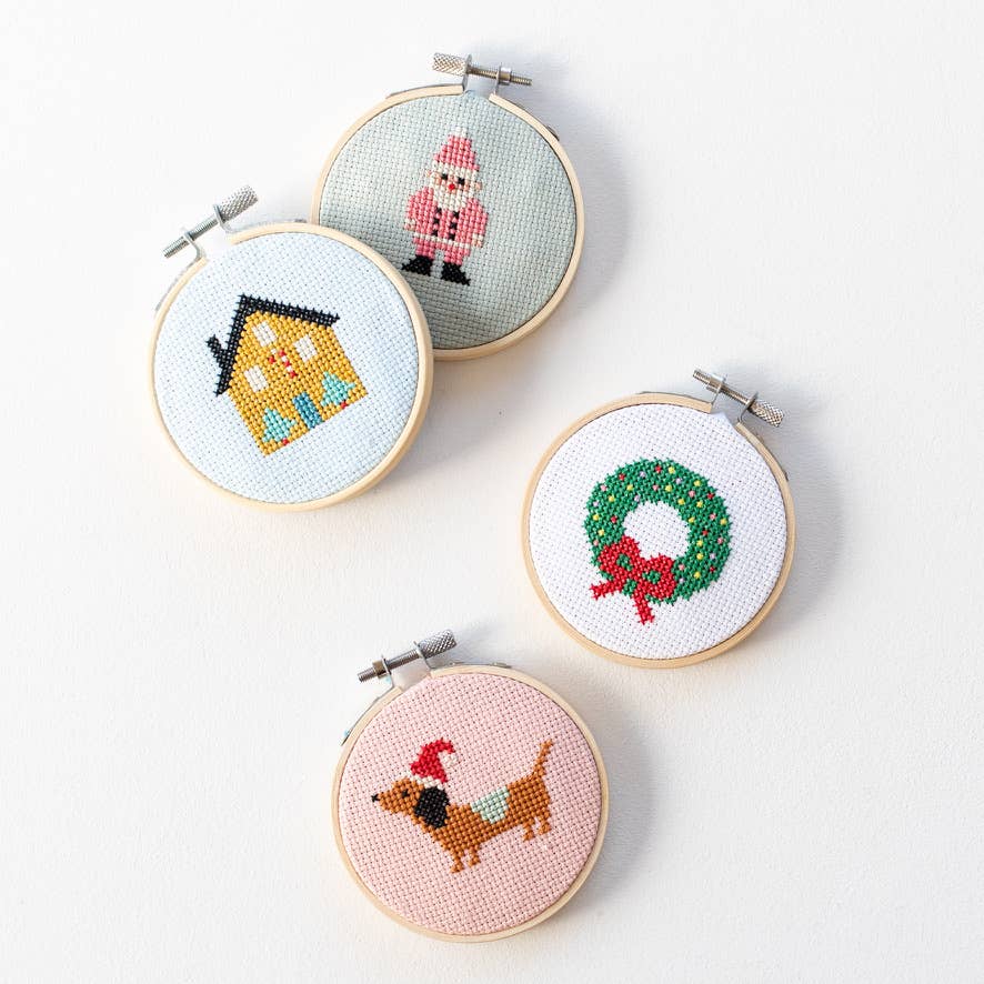 Christmas Dachshund Cross Stitch Kit by Cotton Clara