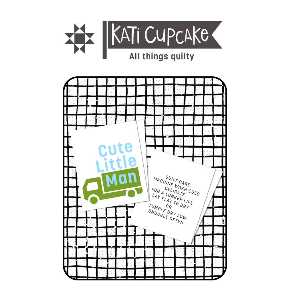 Cute Little Man sew-in label stitched into a handmade project