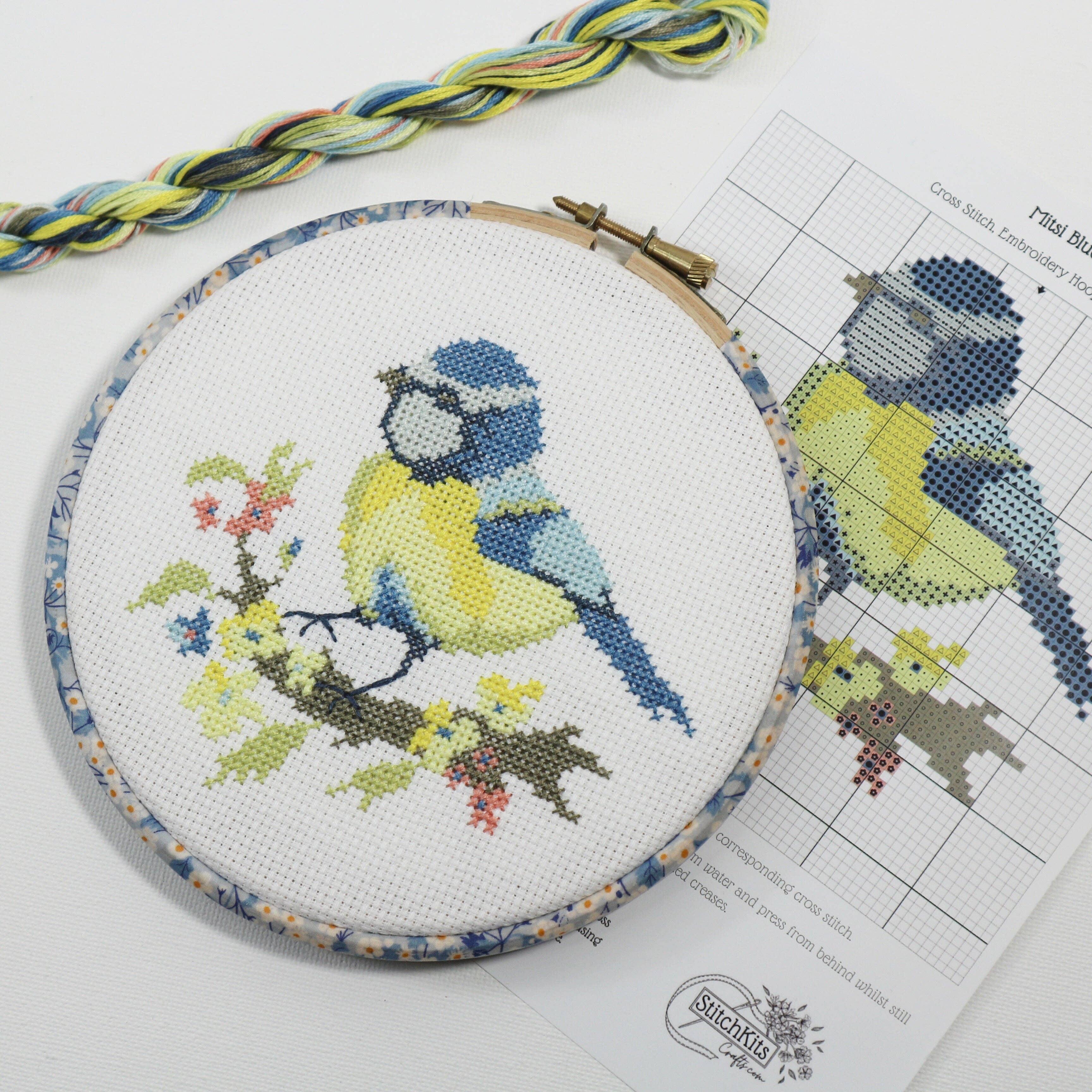 The Liberty Mitsi Tana Lawn print hand wrapped around the 6 inch wooden hoop