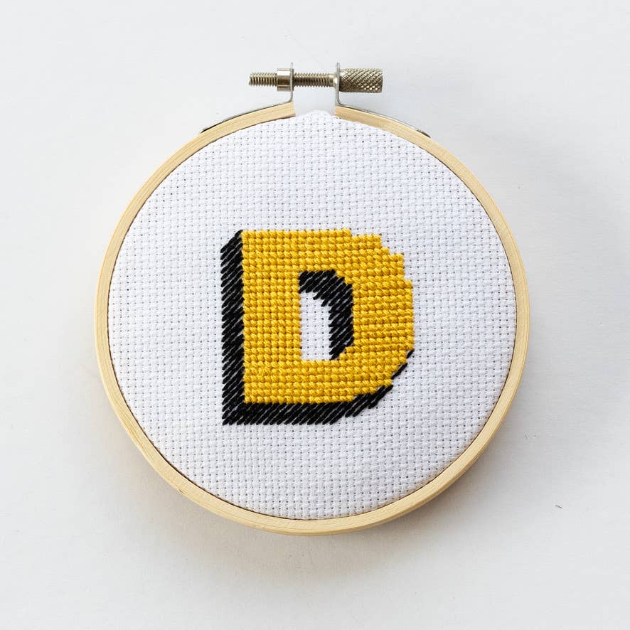 Drop Shadow Monogram Cross Stitch Kit by Cotton Clara