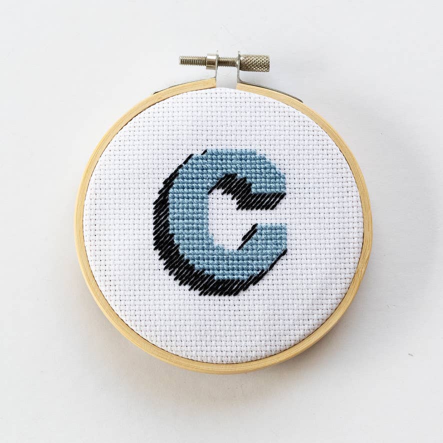 Drop Shadow Monogram Cross Stitch Kit by Cotton Clara