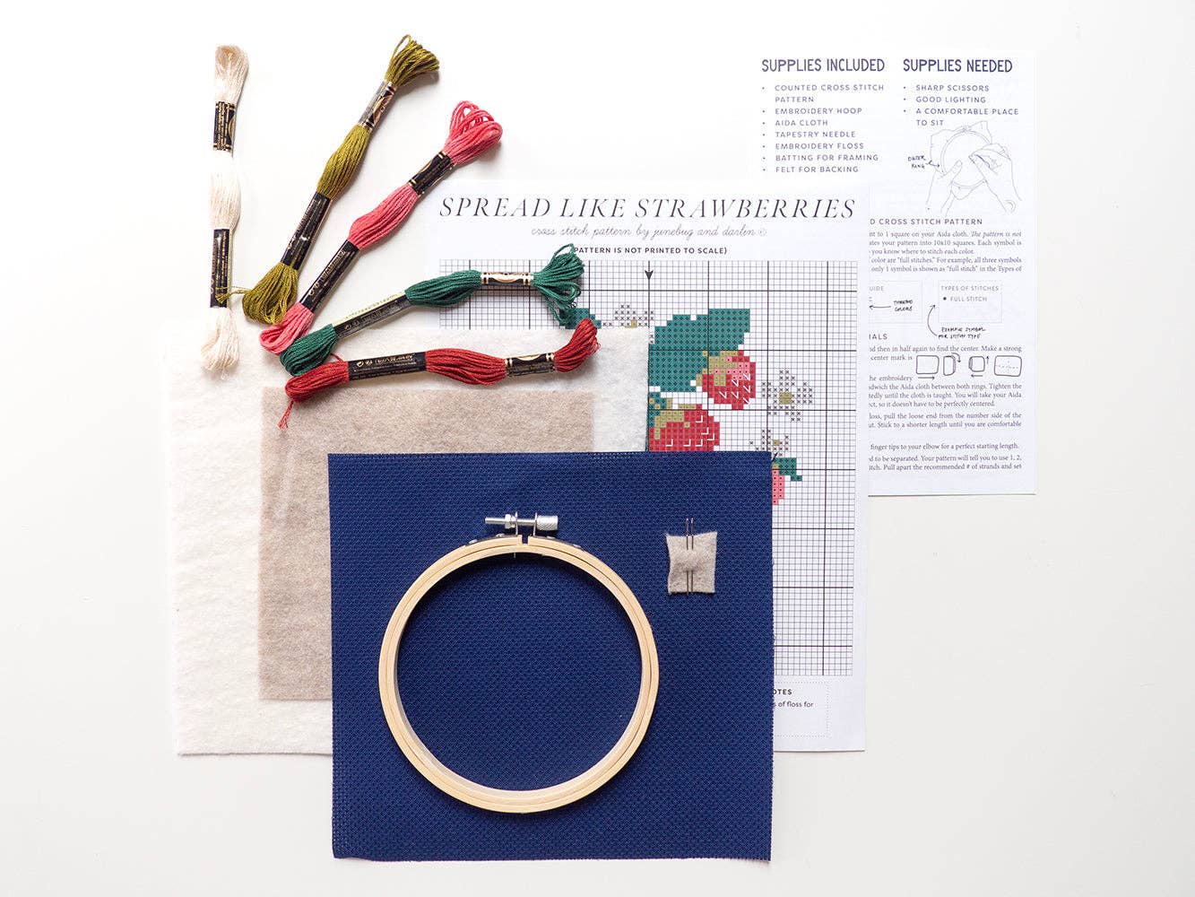 Spread Like Strawberries cross stitch kit by Junebug and Darlin, view 2