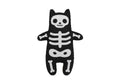 Skeleton Cat felt doll kit by Kiriki Press, white bones stitched on black felt