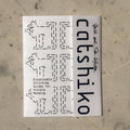 Catshiko visible mending transfer pack by Approved Textiles, four cat designs drawn in straight lines only