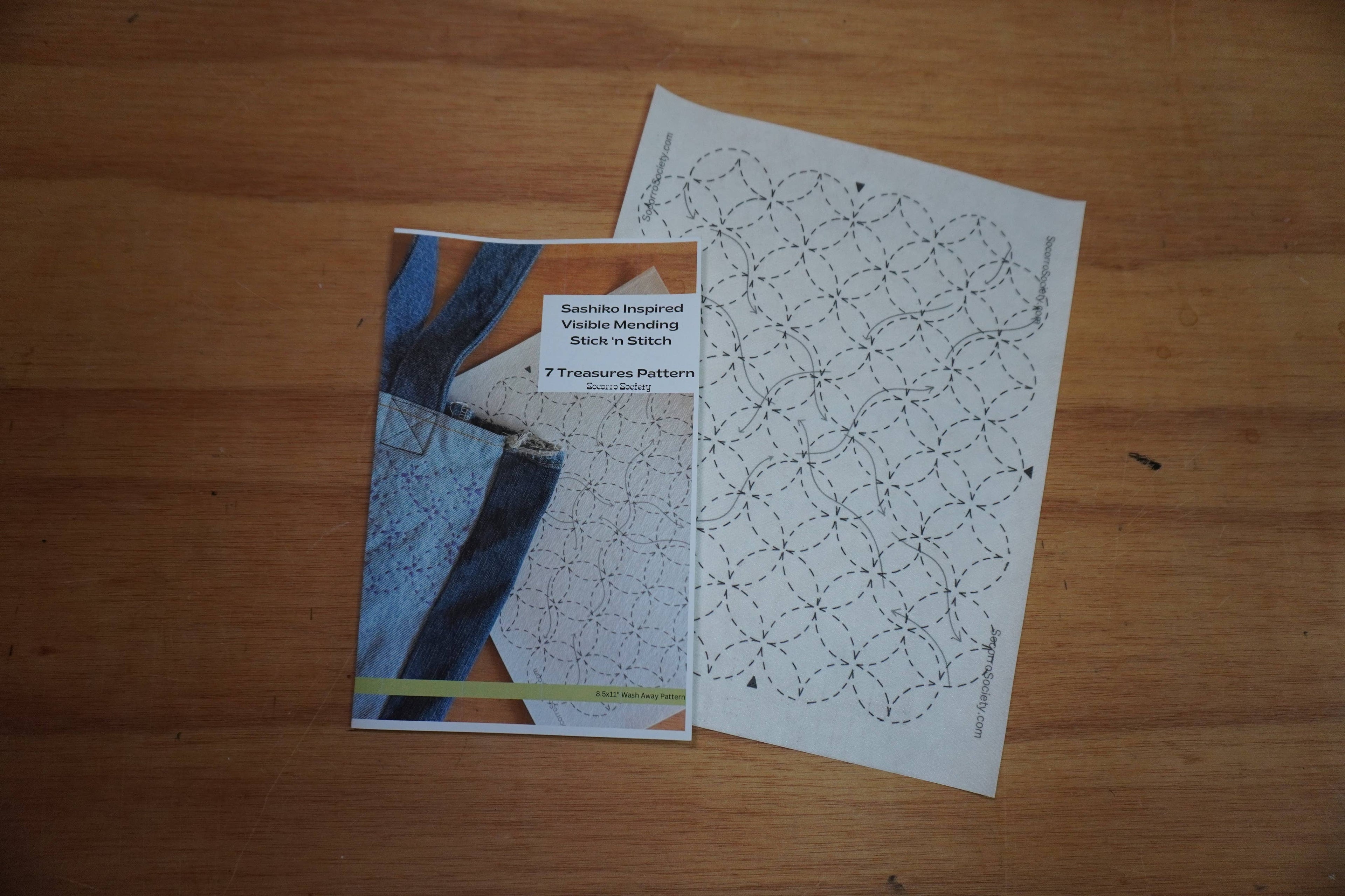 Socorro Society Sashiko Seven Treasures Stick 'n Stitch Pattern