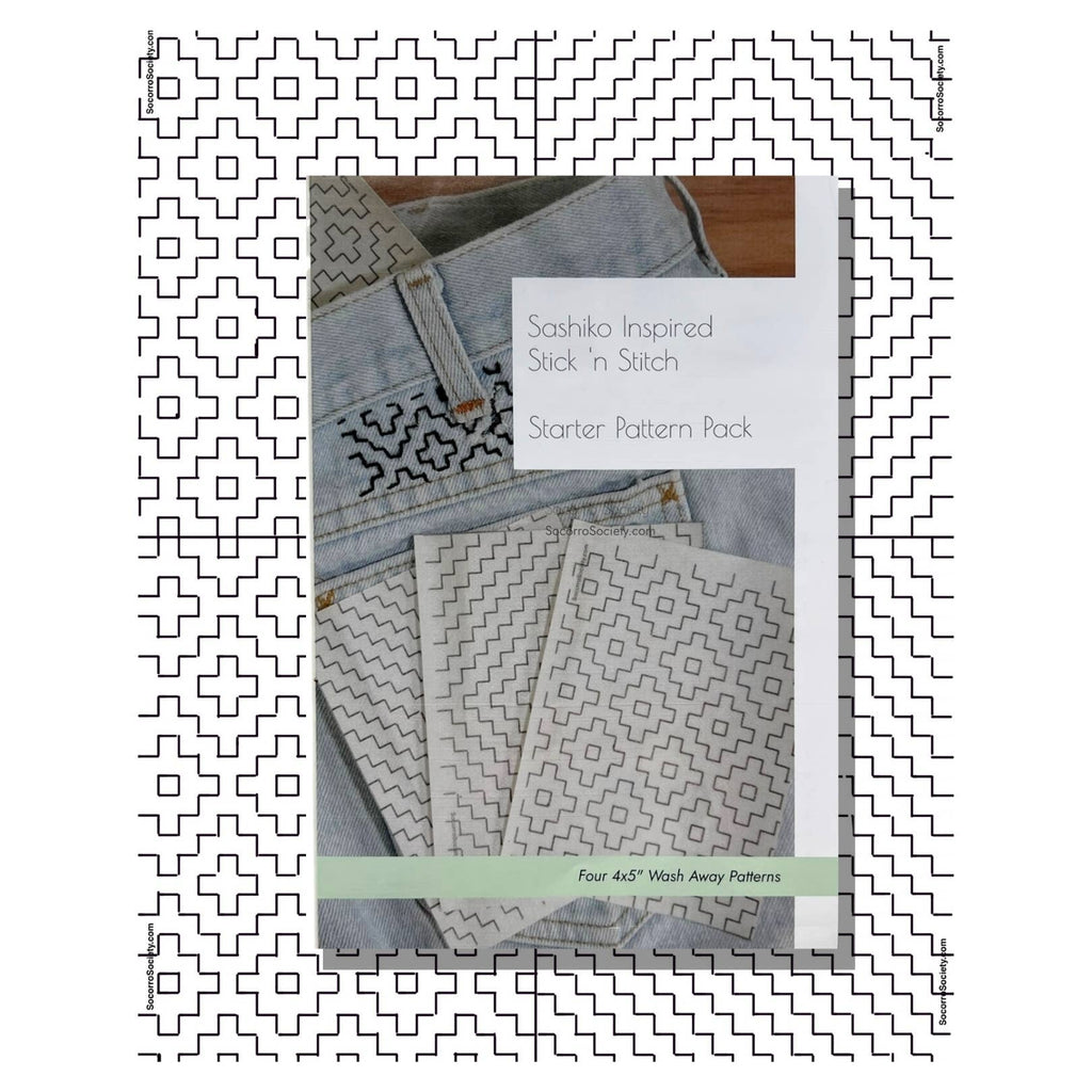 Socorro Society Sashiko Inspired Mending Stick 'n Stitch - Starter Pattern Pack