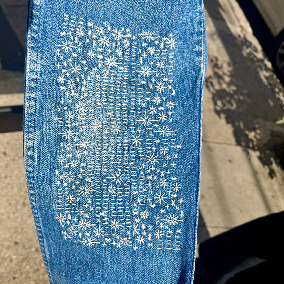 Stars wash-away mending transfers printed on water-soluble stabilizer, Minimal Mending Series