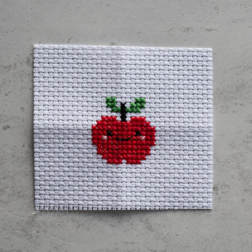 Kawaii Apple mini cross stitch kit by Marvling Bros